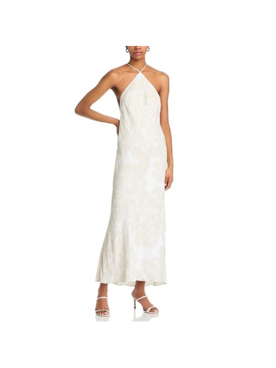 FARM Rio Dresses & Skirts - FARM Rio Off-White Beaded Halter Silk-Blend Resort Maxi Dress XL NWT